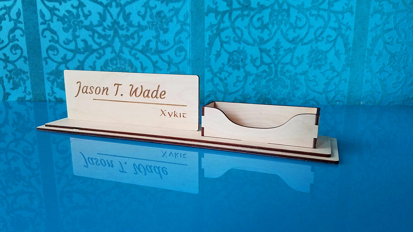 Laser Cut - Customizable Name Plate and Business Card Holder - (Digital Download)