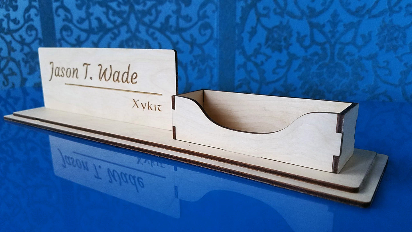 Laser Cut - Customizable Name Plate and Business Card Holder - (Digital Download)