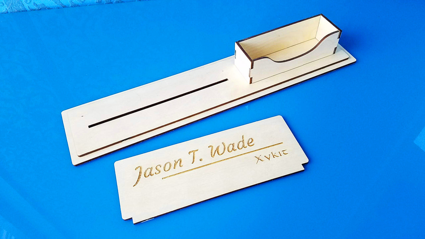 Laser Cut - Customizable Name Plate and Business Card Holder - (Digital Download)