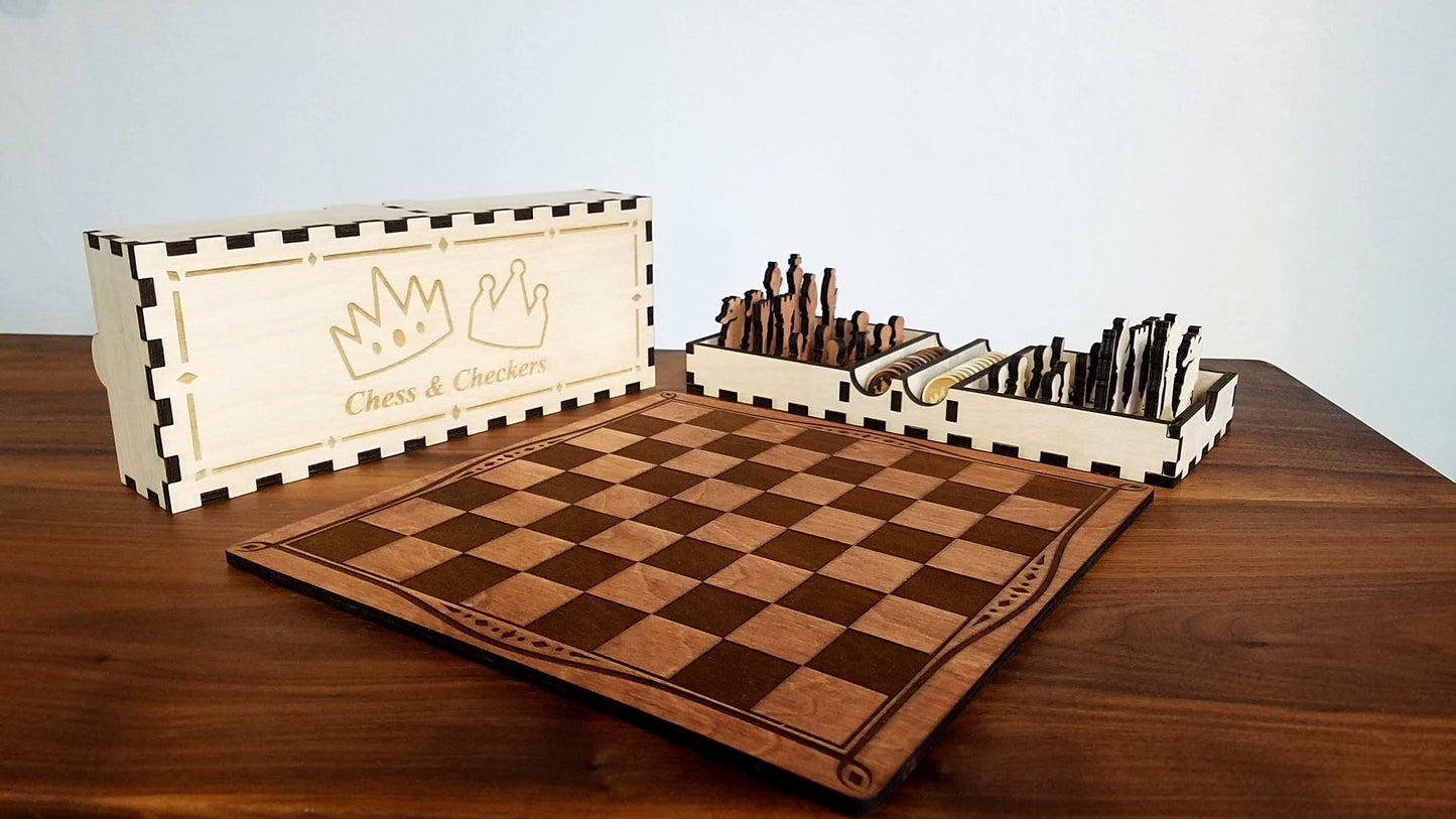 Classic Chess and Checkers set with Box - DIY Project (Digital Download)
