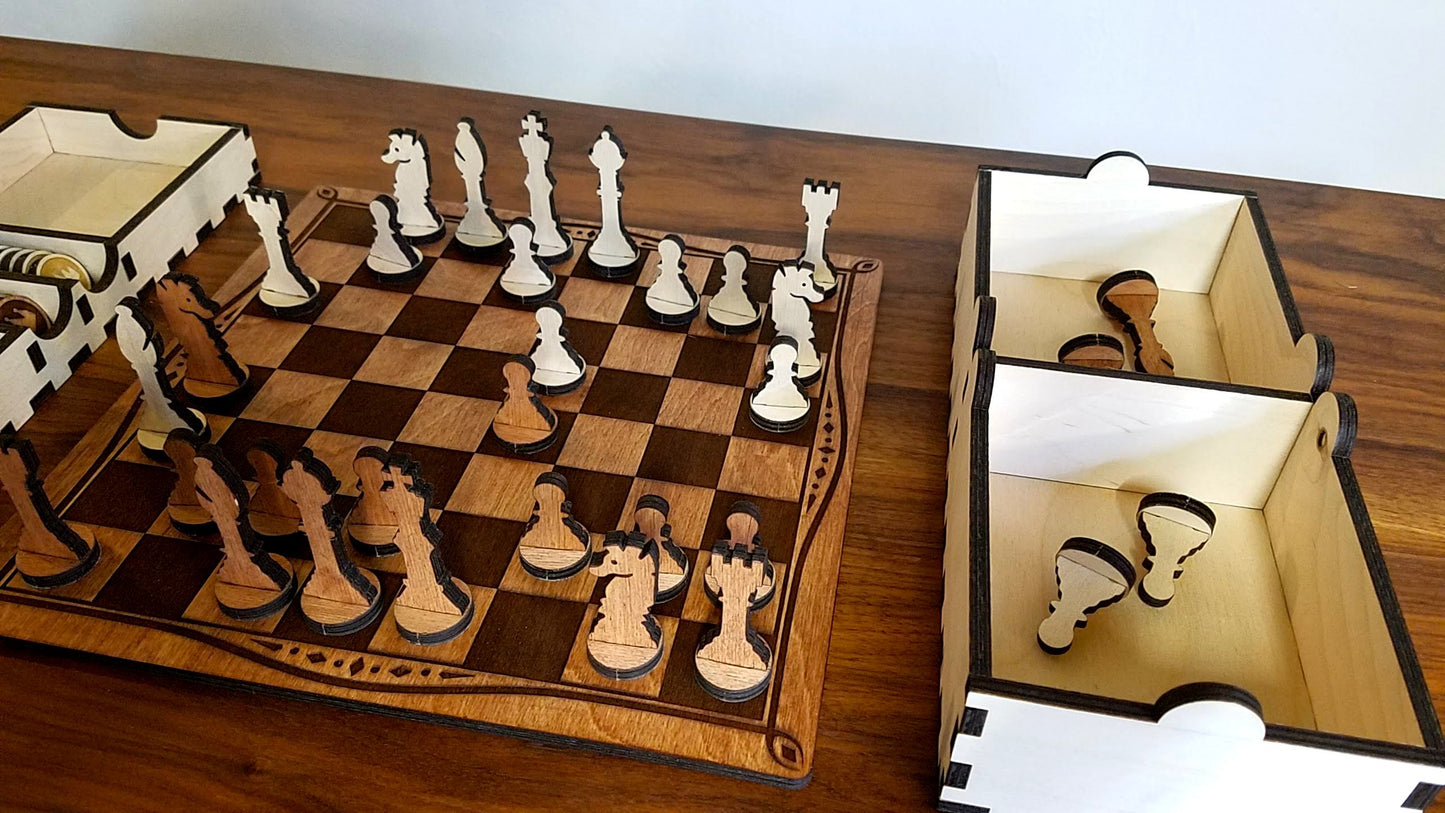 Classic Chess and Checkers set with Box - DIY Project (Digital Download)