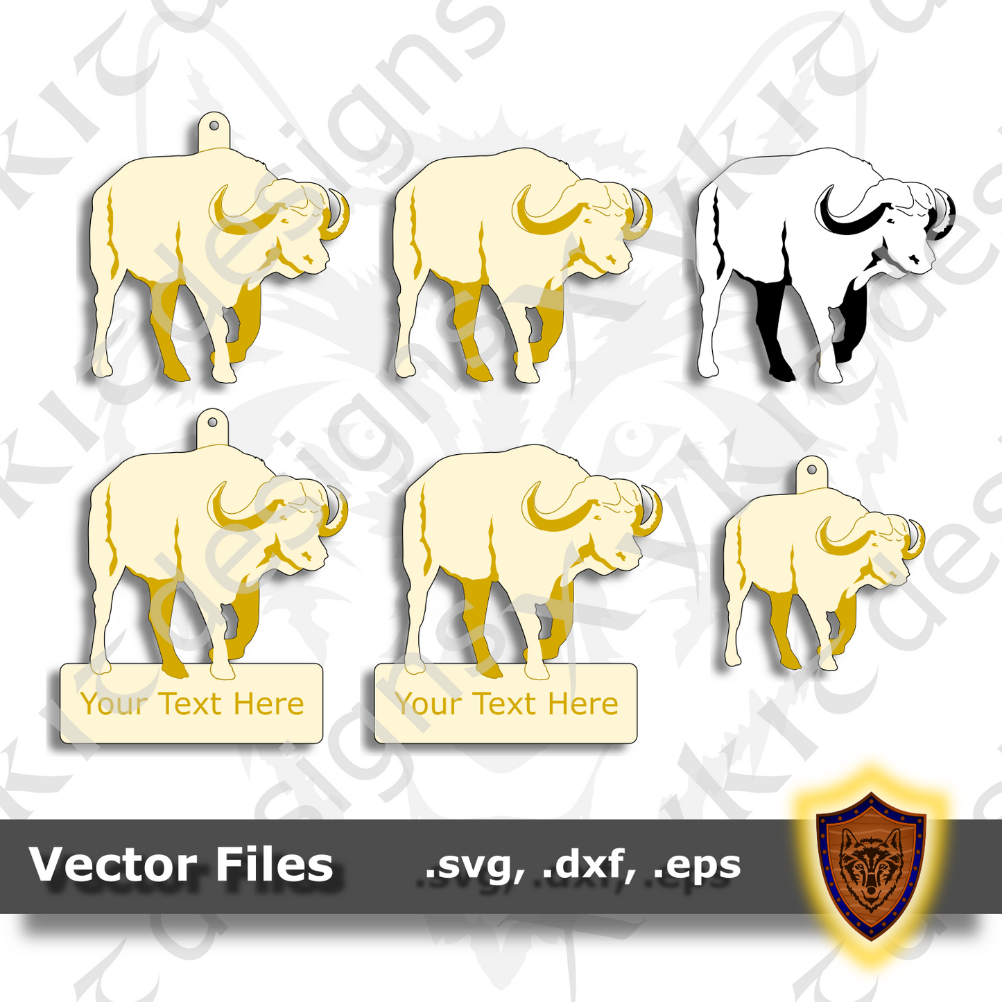 African Cape Buffalo - Animal Ornament - Magnet - Key Chain - (SVG, DXF, EPS) Digital Download