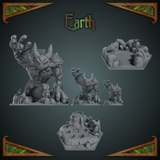 Earth Elemental - Dice Tower, Tray, Mini, + bonus Player Tile - 3D print files