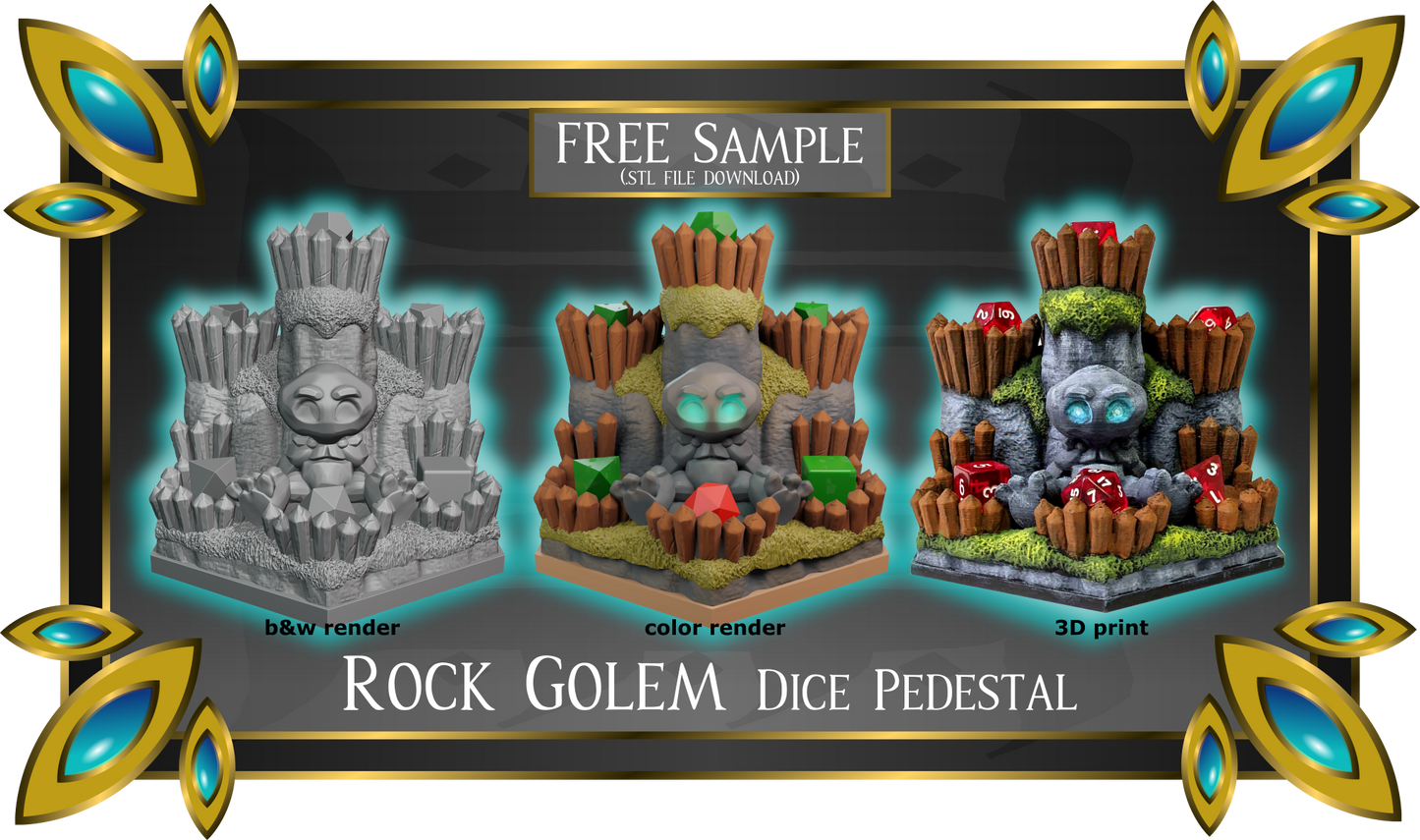 FREE PoSII - Rock Golem Dice Pedestal Sample Download - 3D print files