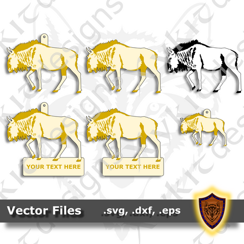 Wildebeest - Gnu - Animal Ornament - Magnet - Key Chain - (SVG, DXF, EPS) Digital Download