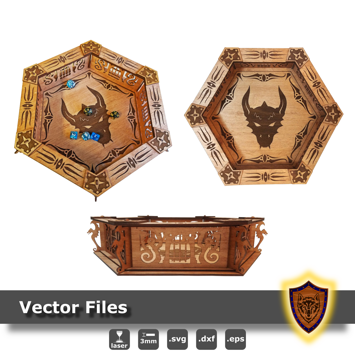 Laser Cut - The Leviathan - Hexagon Dice Tray (Digital Download)