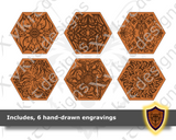 Set of Three Magnetic Dice Boxes- with hand-drawn engravings - Vector Files (Digital Download)