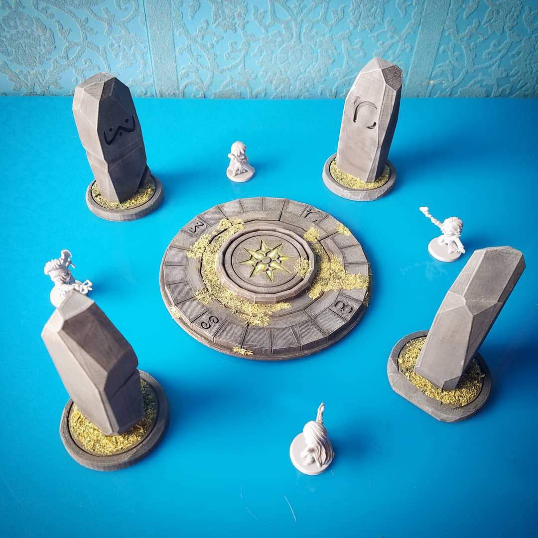 3d Printed Stone Circle Meeting Place- Compass - Scatter Terrain (.stl file)