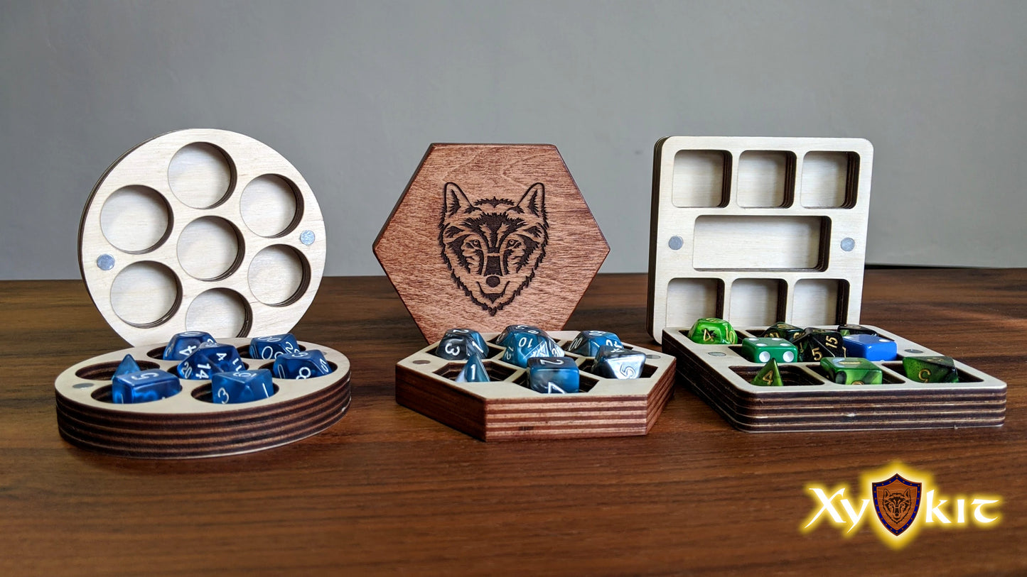 Set of Three Magnetic Dice Boxes- with hand-drawn engravings - Vector Files (Digital Download)