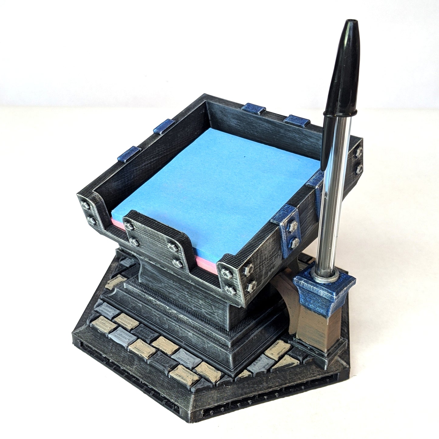 3d printable stl sticky note and pen holder