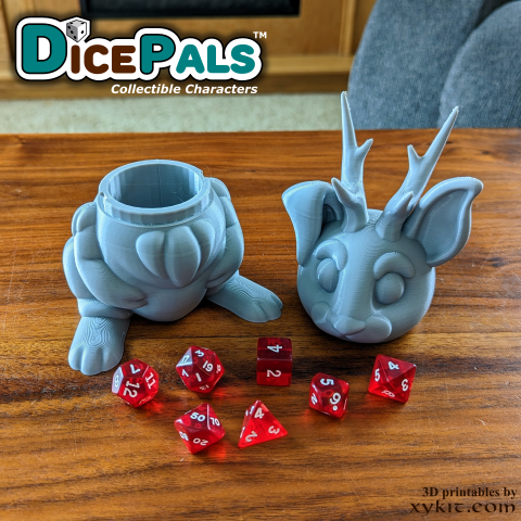 Jack-a-lope Dice Pal - Series 1 - 3D print files