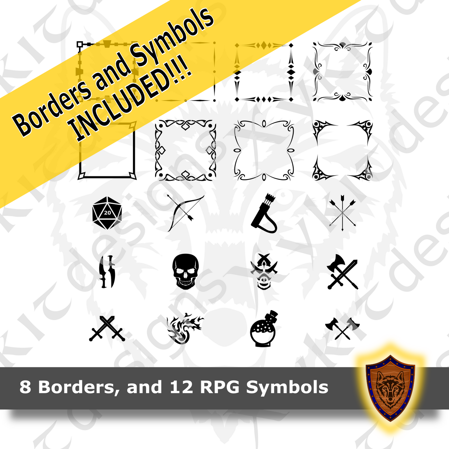 RPG Dice Box - With Borders and Symbols for Engraving - Vector Files (Digital Download)