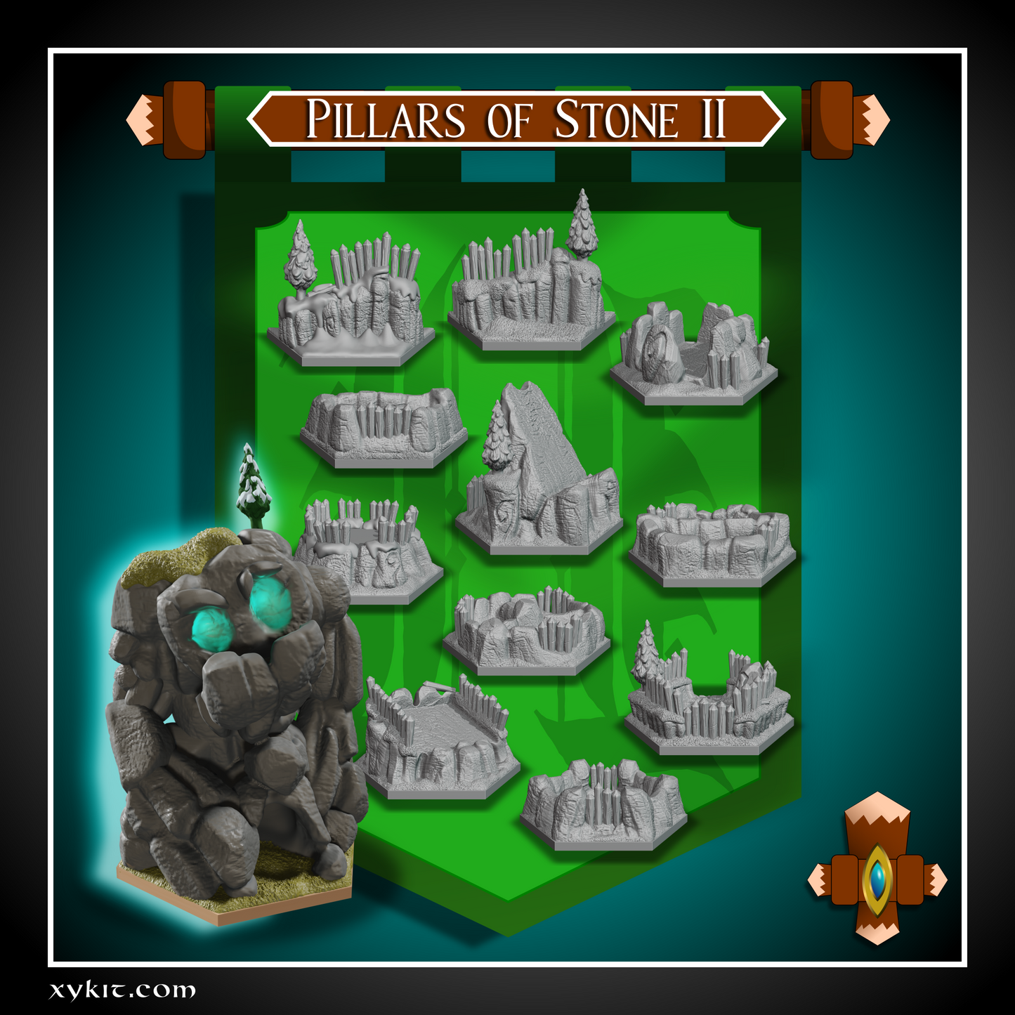 rock golem dice tower, 3d printable stl accessories, cell phone holder, bowls, trays, card holder