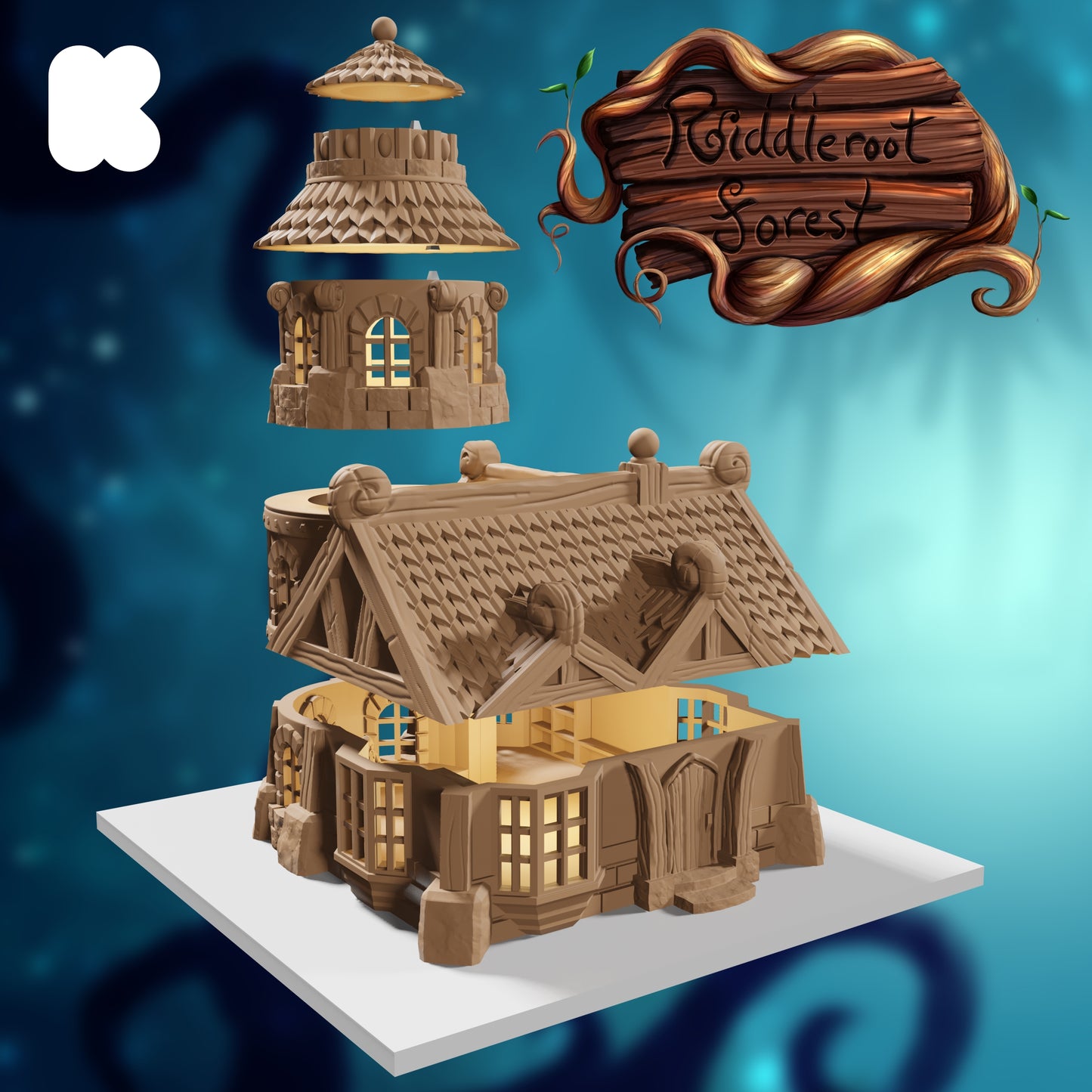 3d printable town shop, playable interior, stl file