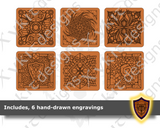 Set of Three Magnetic Dice Boxes- with hand-drawn engravings - Vector Files (Digital Download)
