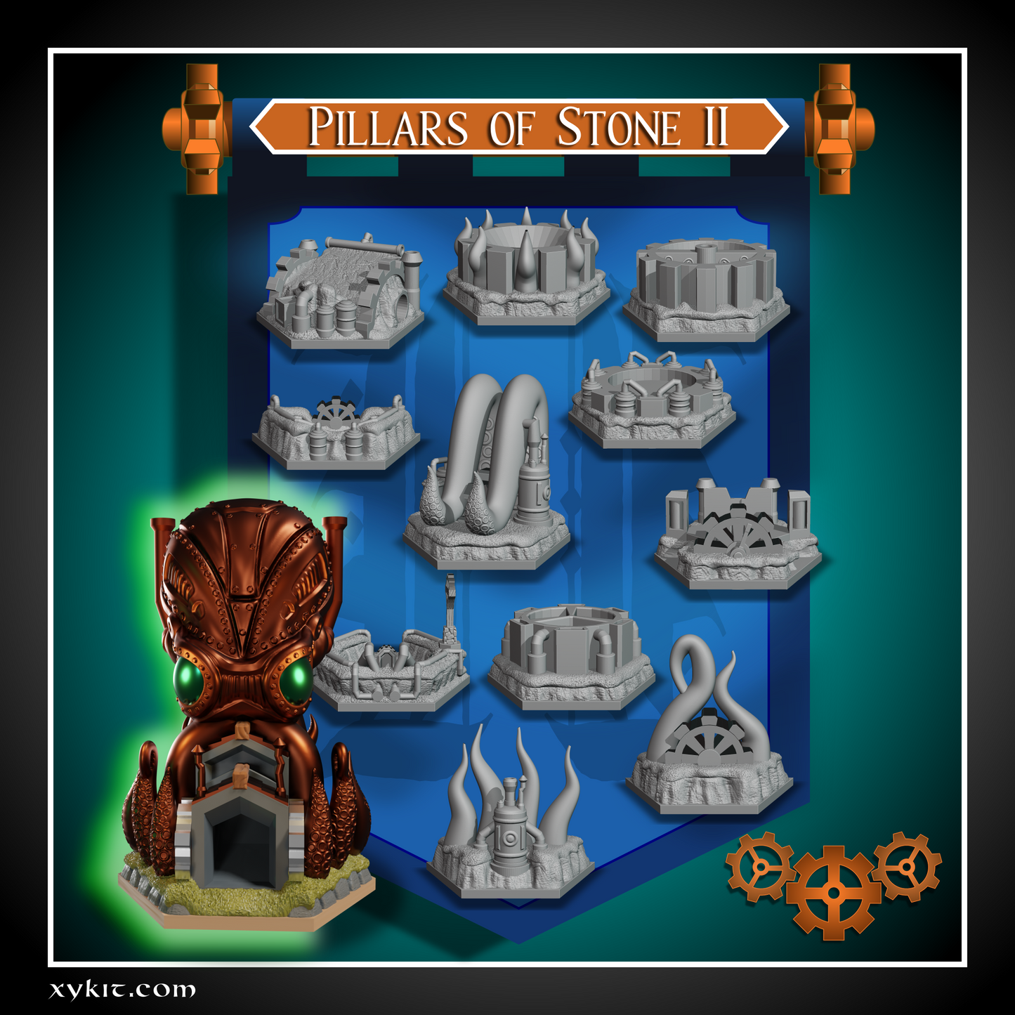steampunk 3d printing files, dice tower, bowls, trays, dm screen