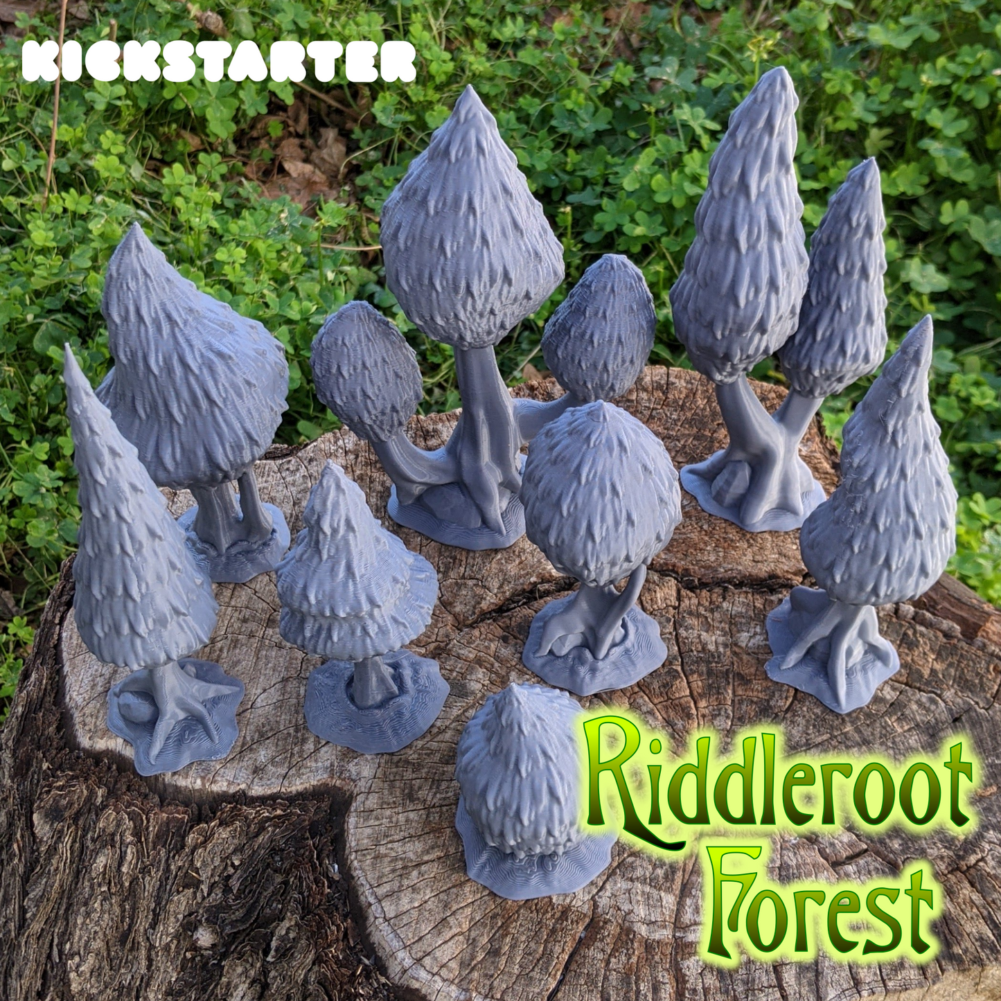 3d printable fantasy forest trees, tree pack, pine tree support less