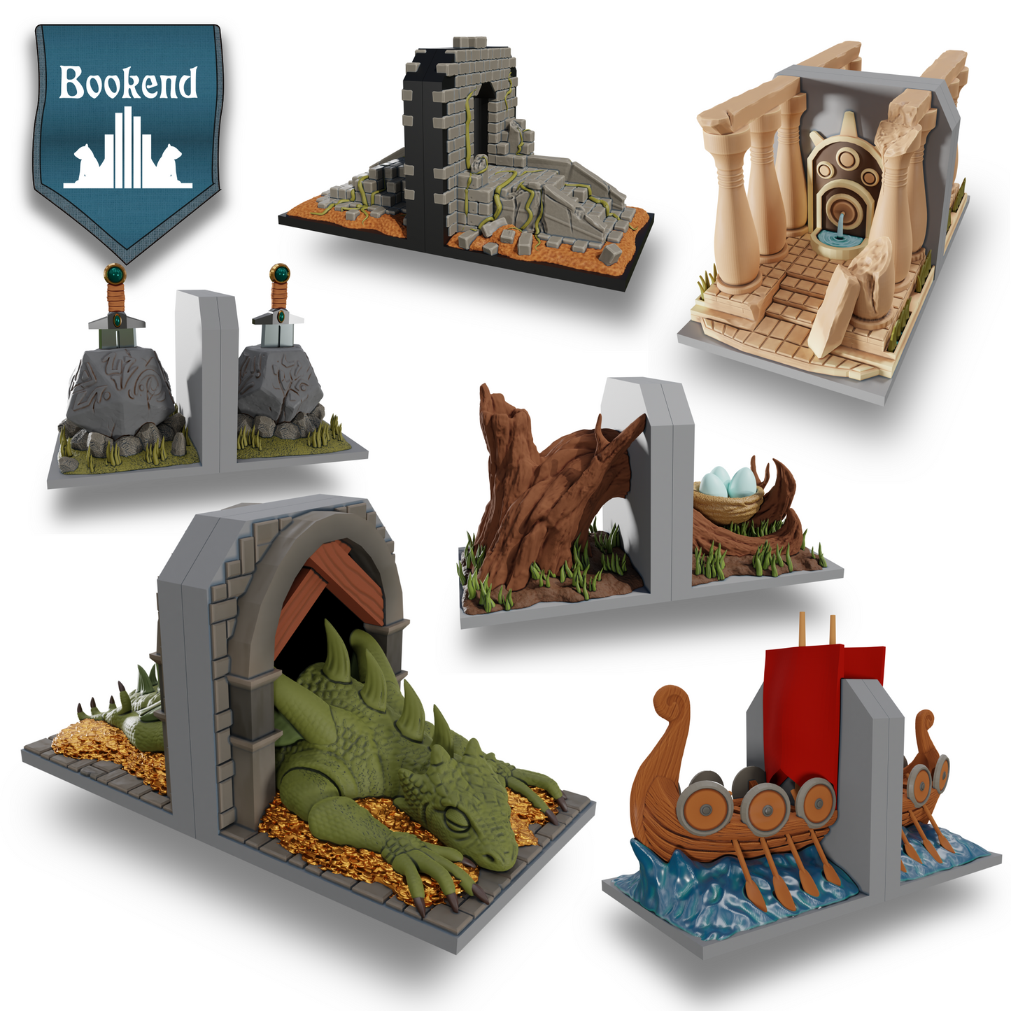 The Level-Up 10 Bookend Designs - Bundle 3D print files