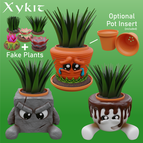 14 Pack Cute Planters & Fake Plants Bundle - 3D printing files