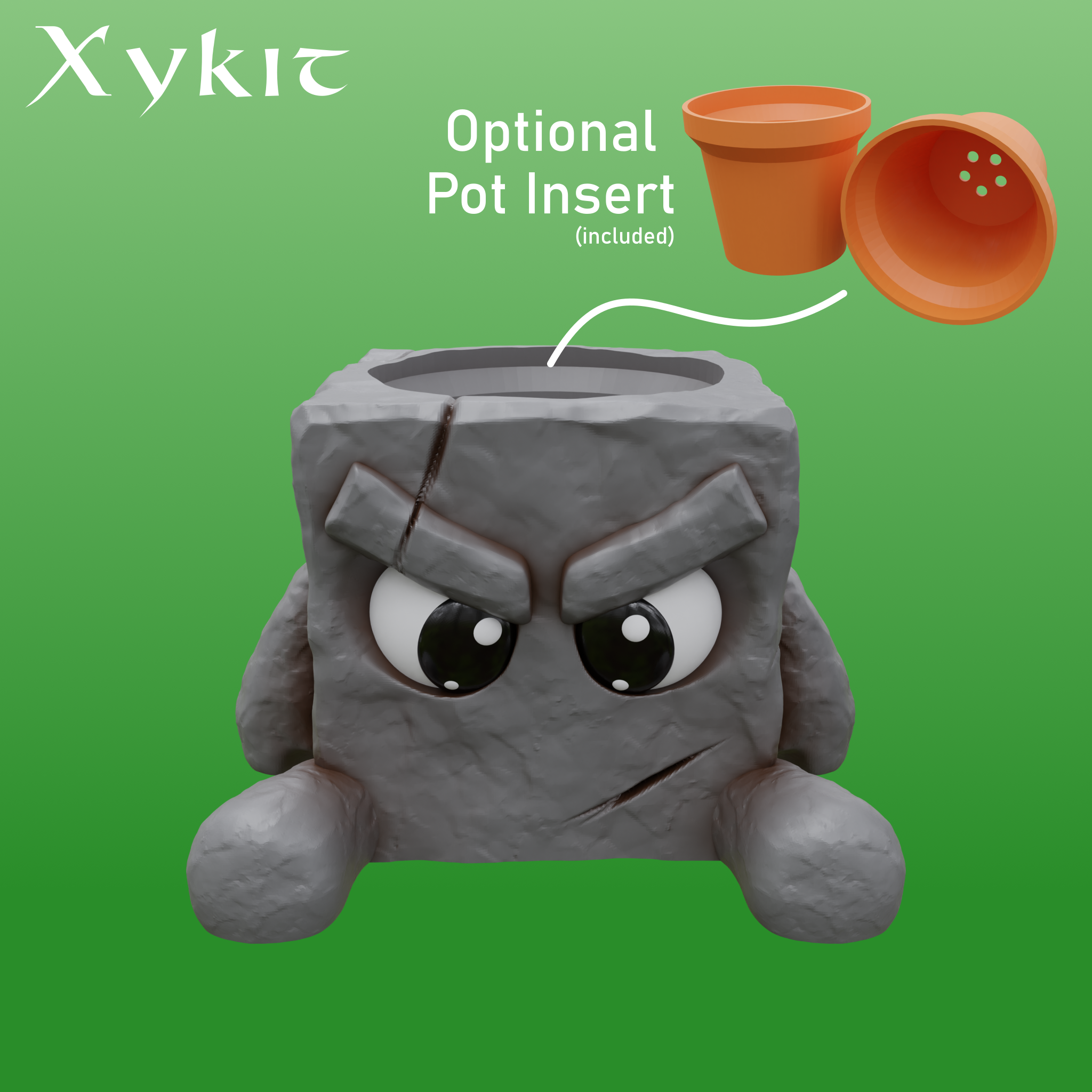 Grumpy Rock Planter - 3D printing files – Xykit