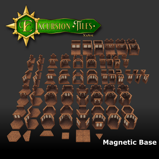 MAGNETIC Base Set - Tavern Walls and Wood Floors - Excursion Tiles - 3D Printing Files