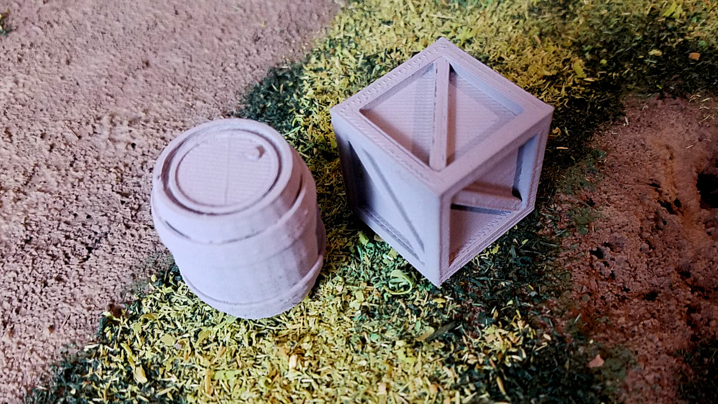 FREE - 3d Printable Crate and Barrel - Scatter Terrain (.stl file)