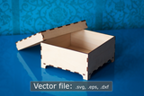 Laser cut 6" x 6" wooden box with lid and feet (digital vector file)