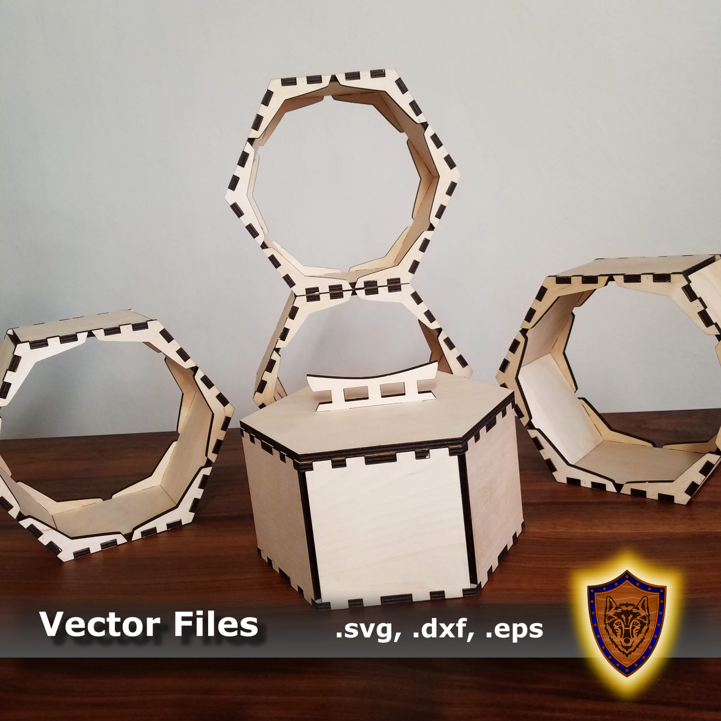 Laser Cut - 8" Hexagon Shelves and Box (Digital Download)