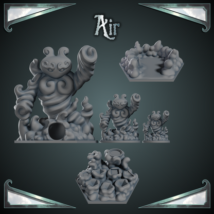 Air Elemental - Dice Tower, Tray, Mini, + bonus Player Tile - 3D print files