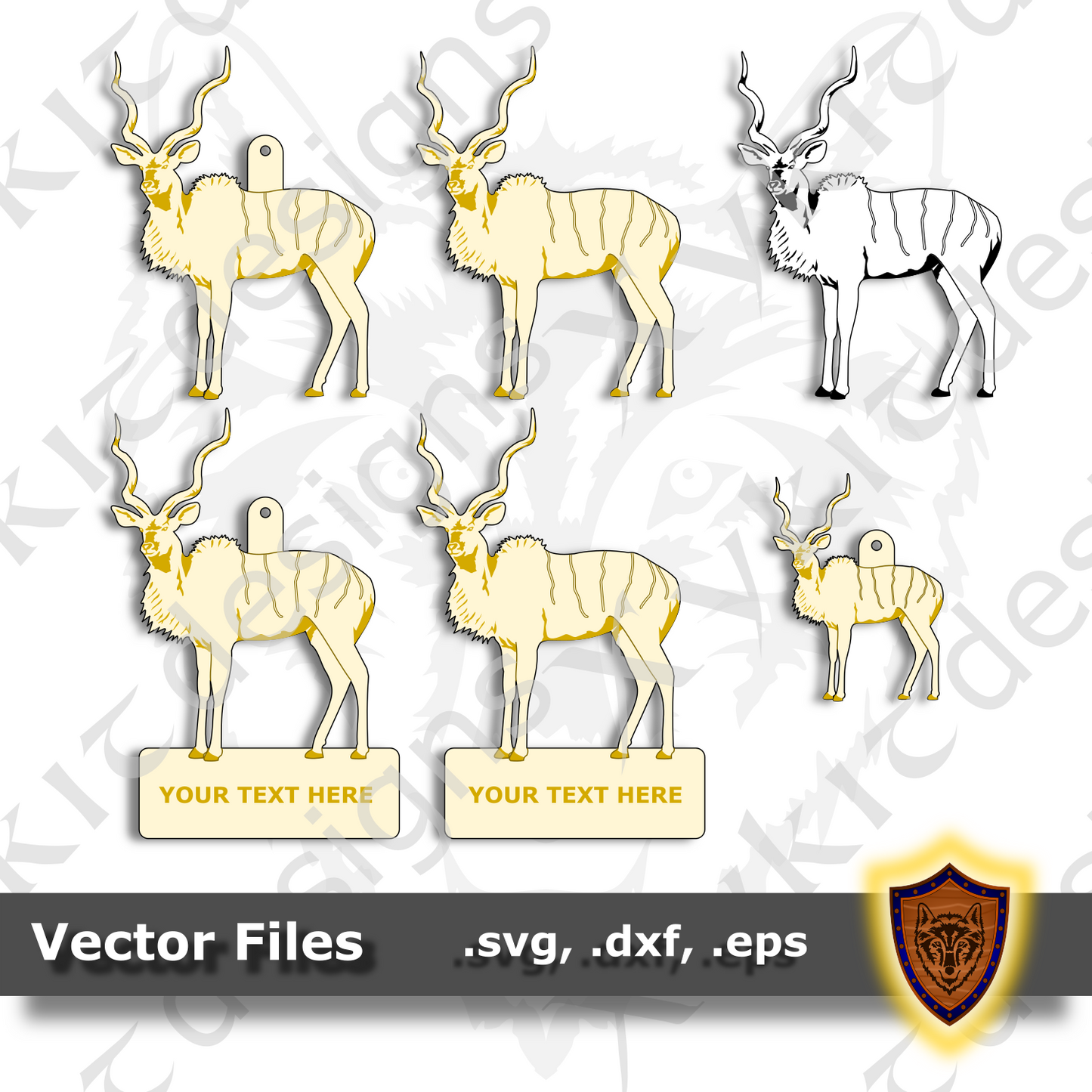 Kudu Antelope - Animal Ornament - Magnet - Key Chain - (SVG, DXF, EPS) Digital Download