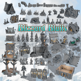 clock tower building, mountain observatory, fishing hut, cottage, ice shards, ice, snow, hot spring buildings