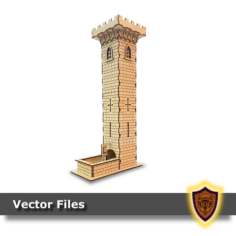 laser cut castle dice tower svg dxf vector files