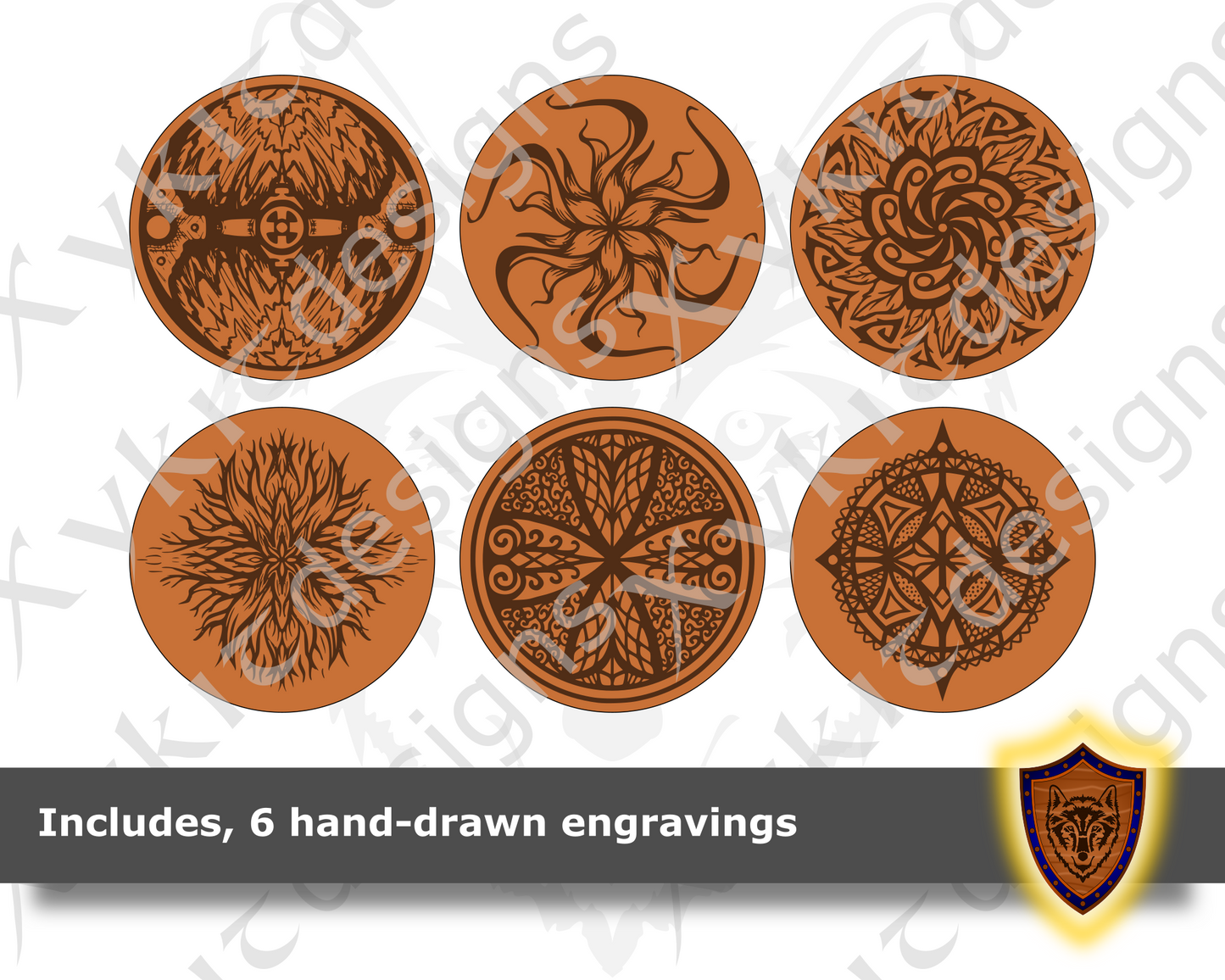 Circle Dice Box with hand-drawn engravings - Vector Files (Digital Download)