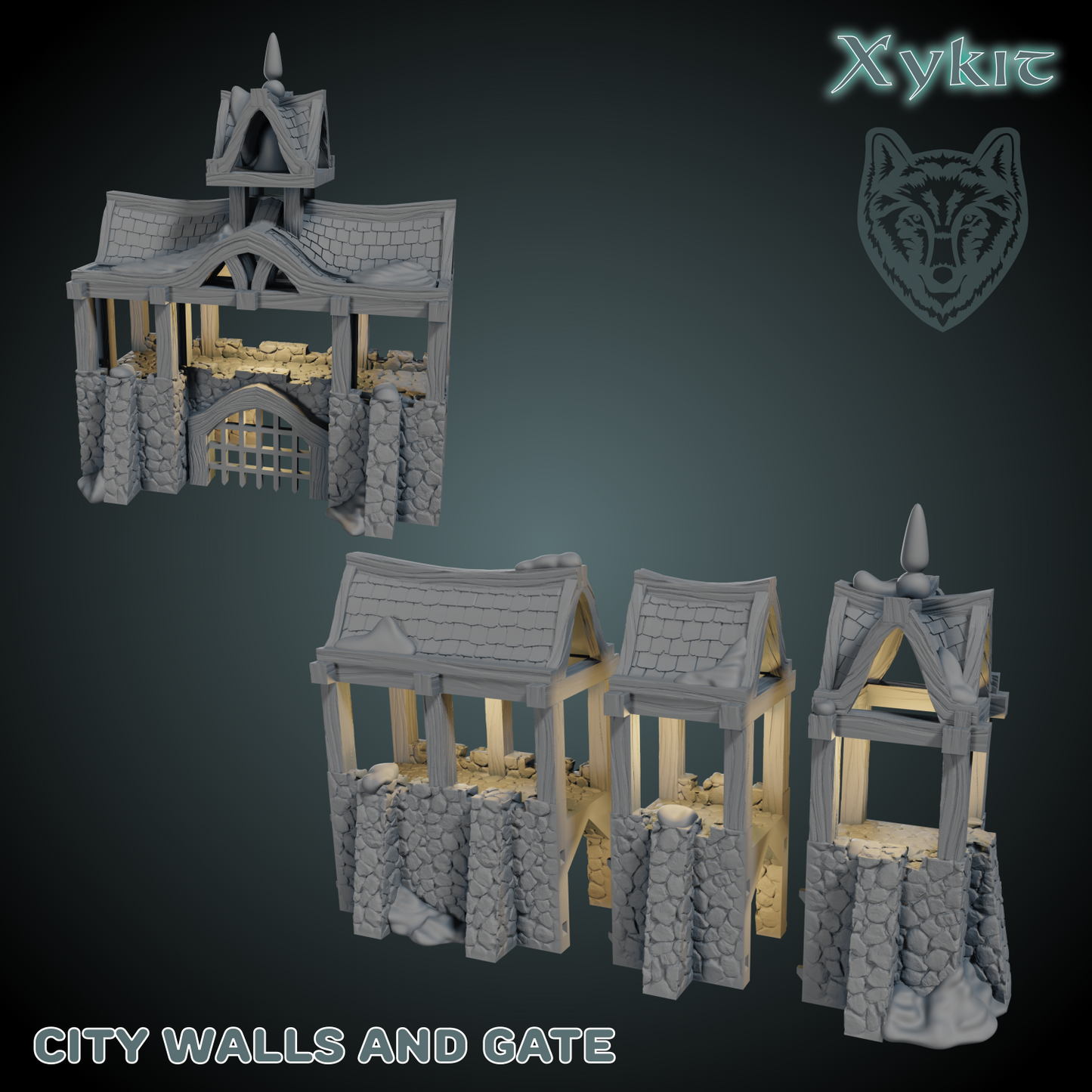 City Walls and Gate - Blizzard Bluffs - 3D print files