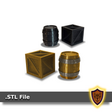 FREE - 3d Printable Crate and Barrel - Scatter Terrain (.stl file)