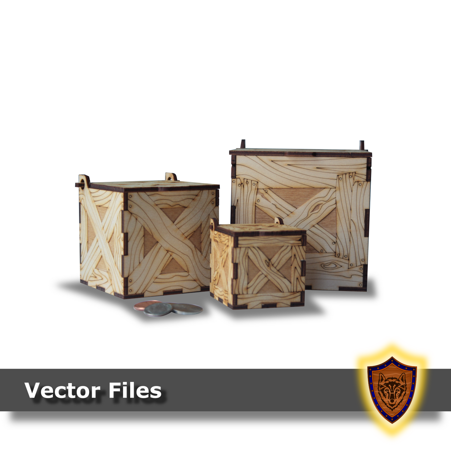 Laser Cut Crates, Set of 3: 100mm, 75mm, 50mm (Digital Download)