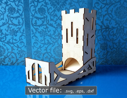 Laser cut Dice Tower with tray (vector file) digital download