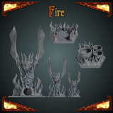 Fire Elemental - Dice Tower, Tray, Mini, + bonus Player Tile - 3D print files