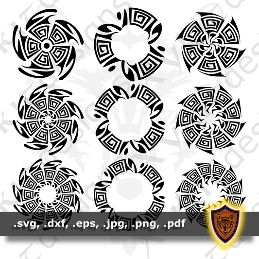 Greek Circle Borders - 9 Variants - Craft Files (Digital Download)