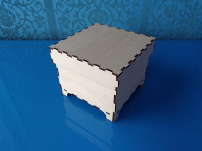 Laser Cut - 4" x 4" Coaster box with lid and feet (Digital download)