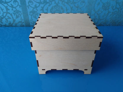 Laser Cut - 4" x 4" Coaster box with lid and feet (Digital download)