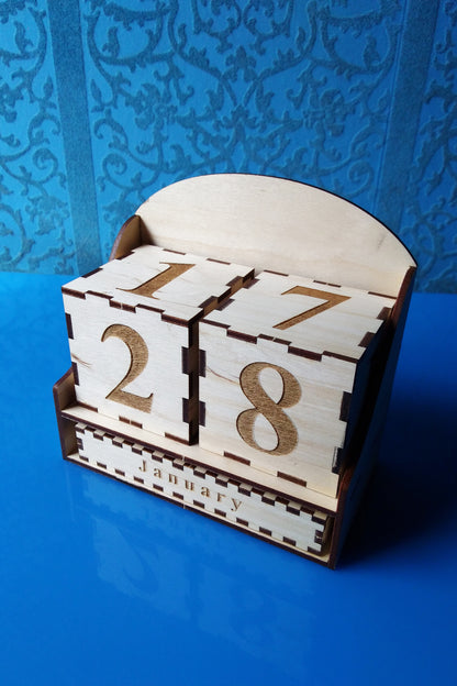 Laser cut Perpetual Calendar (vector file) digital download
