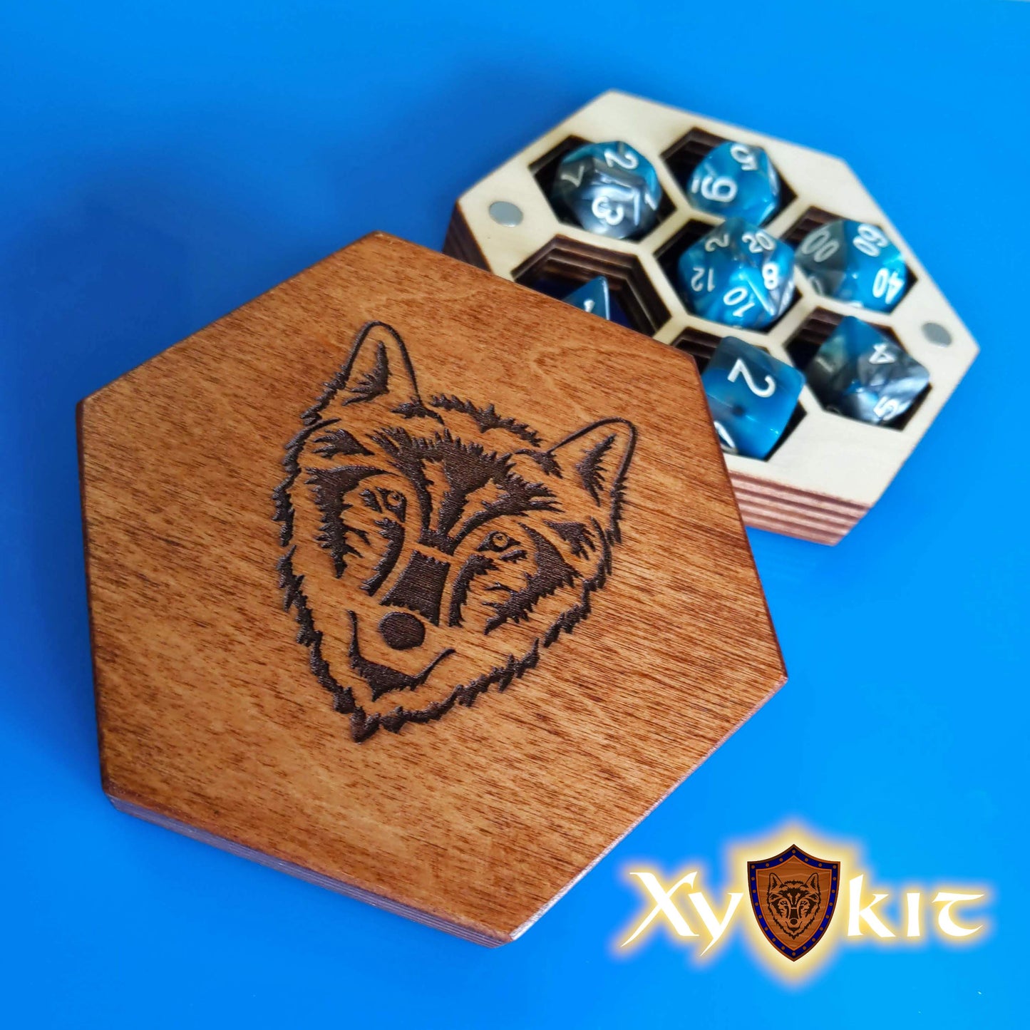 Hexagon Dice Box - with hand-drawn engravings - Vector Files (Digital Download)