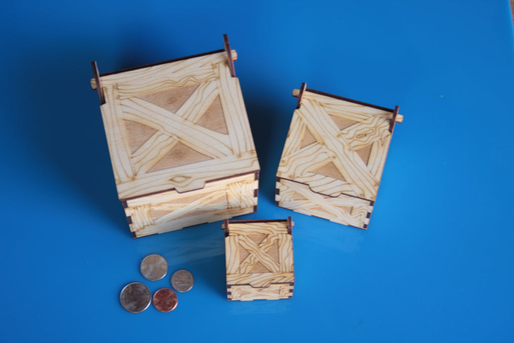 Laser Cut Crates, Set of 3 100mm, 75mm, 50mm (Digital Download) Xykit