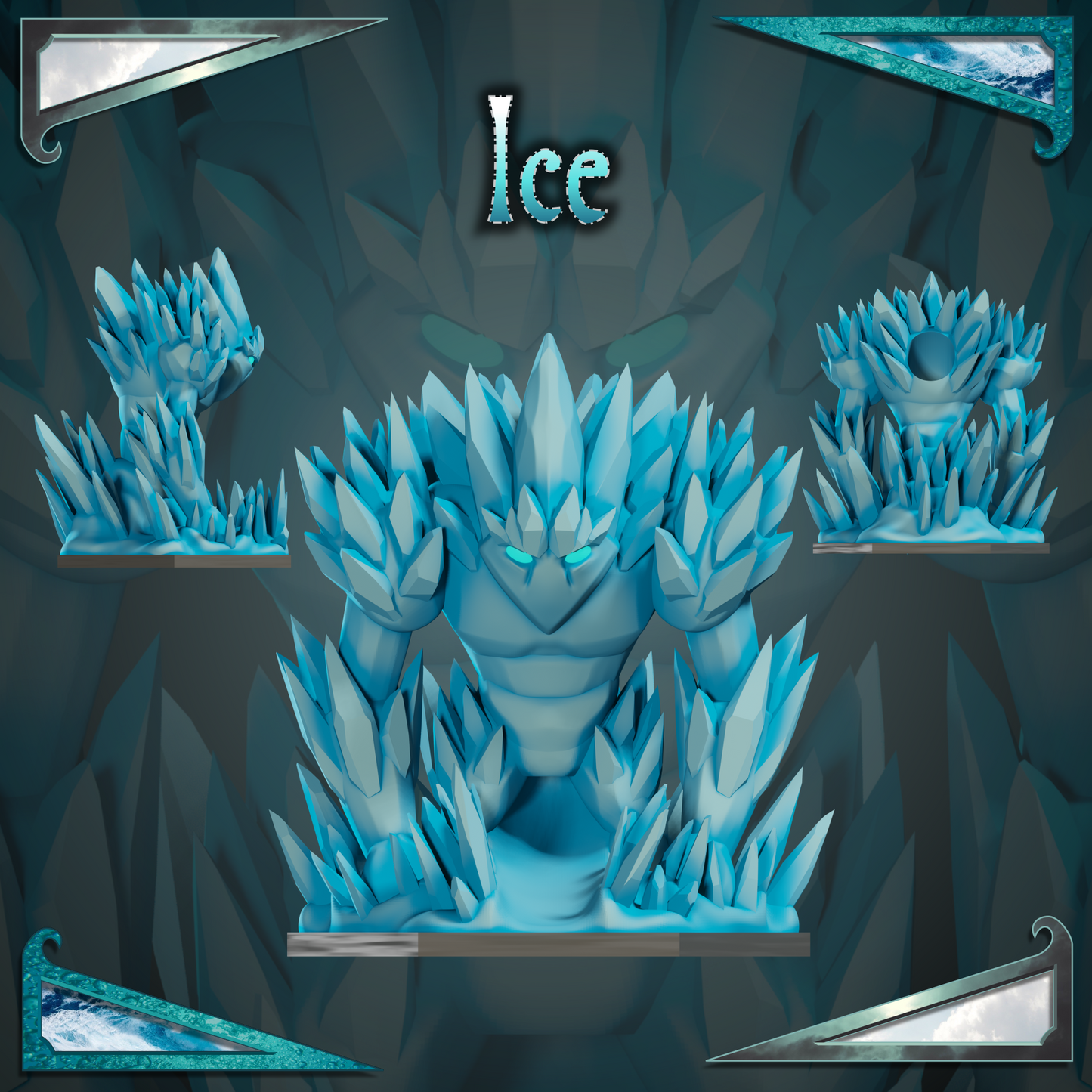 Ice Elemental - Dice Tower, Tray and Miniature - 3D print files