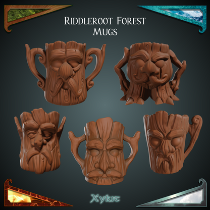 Riddleroot Forest Mugs - Party Cup Holder - 3D print files