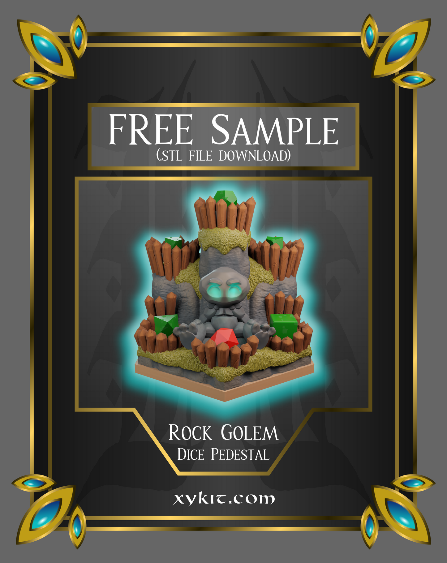 FREE PoSII - Rock Golem Dice Pedestal Sample Download - 3D print files