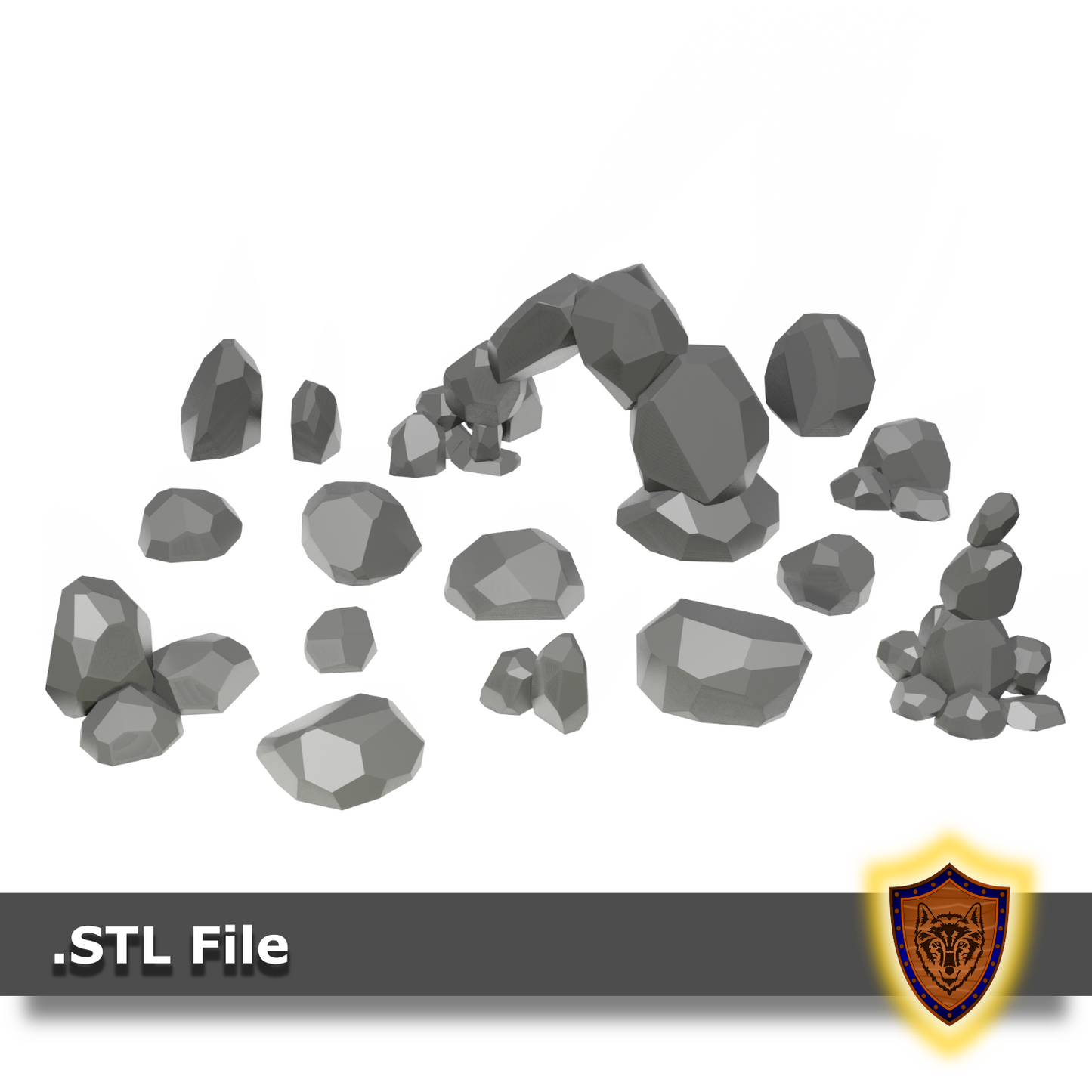 3D Printable Fantasy Rock Arch and scatter rocks - Scatter Terrain (.stl file)