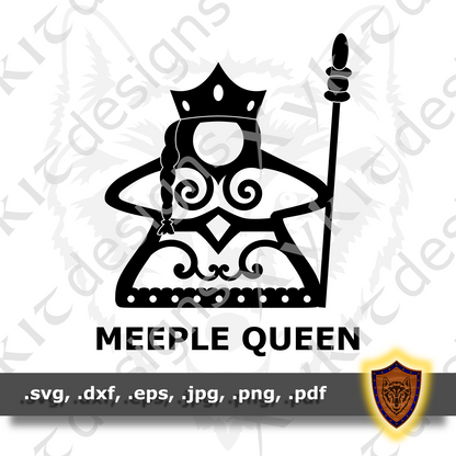 Meeple Queen SVG - Board Game - Tabletop - T-shirt design (Digital Download)