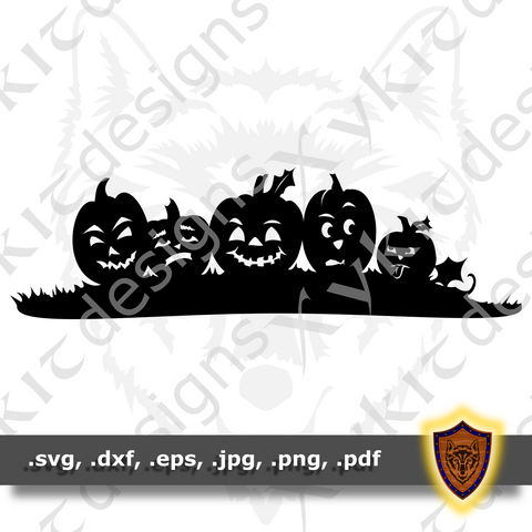Silly Jack O Lantern - Pumpkin - Silhouette - Engraving- T-shirt SVG design (Digital Download)